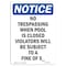 Signmission OSHA Notice Sign, 10" H, 7" W, Rigid Plastic, No Trespassing When Pool Is Closed Sign, Portrait OS-NS-P-710-V-15001 - alternate 1